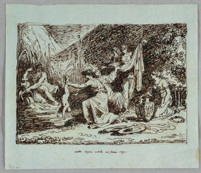 Thetis kaster Akilles i elven Styx av Felice Giani