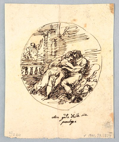 Ulysses og Penelope omfavner hverandre av Felice Giani