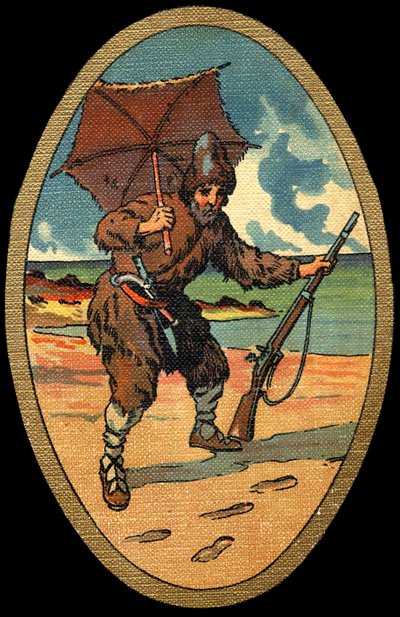Robinson Crusoe: Illustration by Felician MYRBACH MYRBACH RHEINFELD (1853-1940) For the Book of Daniel Defoe (De foe) Robinson Crusoe. No Date. About 1934 av Felicien baron de Myrbach Rheinfeld