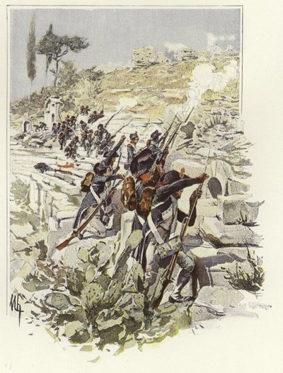 Soldater blant ruinene av Nicopolis av Felicien baron de Myrbach Rheinfeld