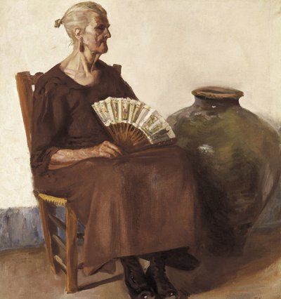 Sittende kvinne, 1900-tallet (olje på lerret) av Felipe Abarzuza y Rodriguez de Arias