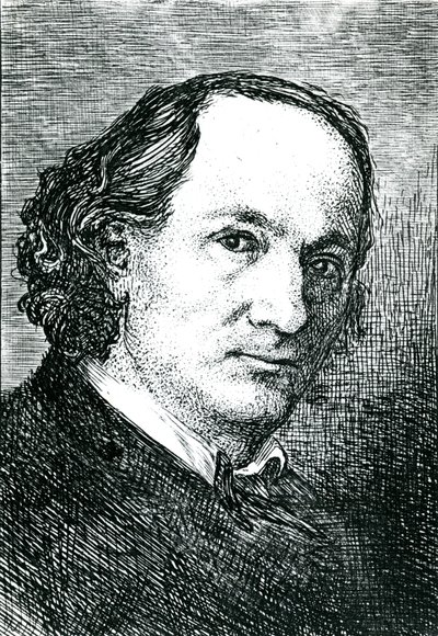 Charles Baudelaire (1821-67) (gravering) (s/hvitt foto) av Felix (after) Bracquemond