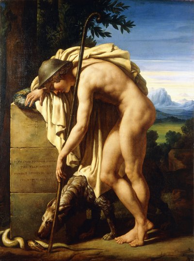 En hyrde som gråter på en grav reist til en myg, 1808 av Felix Boisselier