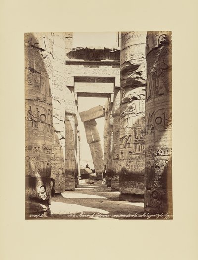 Karnak. Skjevende søyle i hypostylehallen, Egypt av Félix Bonfils