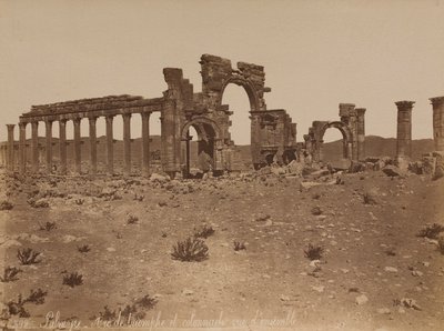 Palmyra: oversikt over triumfbuen og søylegangen av Félix Bonfils