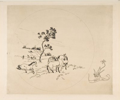 Dekorasjon for en tallerken: A Field, 1870. av Felix Bracquemond