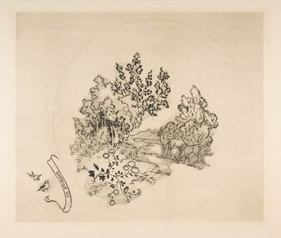 Dekorasjon for en tallerken: A Stream, 1870. av Felix Bracquemond