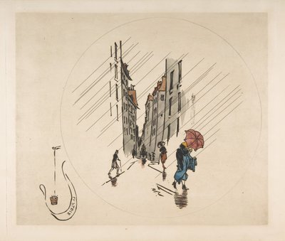 Dekorasjon for en tallerken: Rain, 1870. av Felix Bracquemond