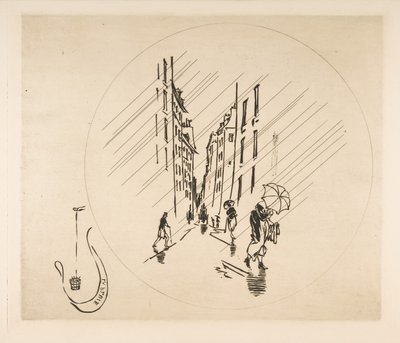 Dekorasjon for en tallerken: Rain, 1870. av Felix Bracquemond
