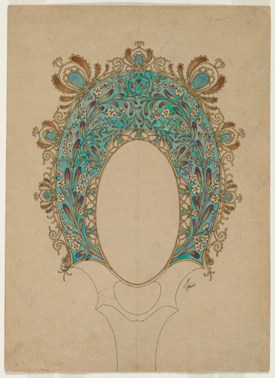Design for et håndspeil, ca. 1900-1902. av Felix Bracquemond