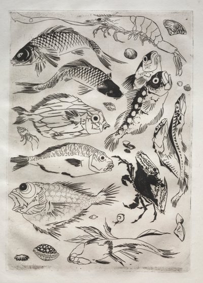 Middagsservering (Rousseau-servering): Fisk (nr. 24) av Felix Bracquemond