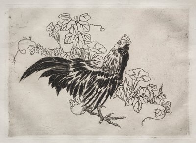 Middagsservering (Rousseau-gudstjeneste): Hane og morgenfruer (nr. 25) av Felix Bracquemond