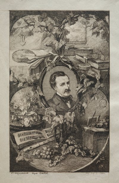Frontispice for New Works of Champfleury, The Friends of Nature: Portrait of Champfleury, 1859. av Felix Bracquemond