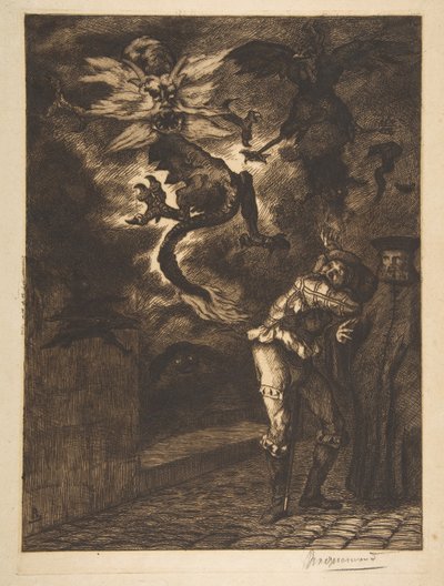 Ut av mitt solskinn, skurker! Panurge forlater Raminagrobis, 1854-1855. av Felix Bracquemond