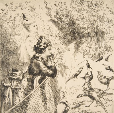 I Zoologisk hage, ca. 1873. av Felix Bracquemond