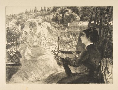 Terrassen til Villa Brancas, 1876. av Felix Bracquemond