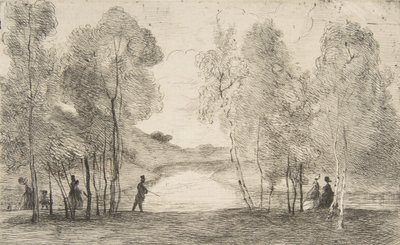 Bois de Boulogne-sjøen, rundt 1858. av Felix Bracquemond