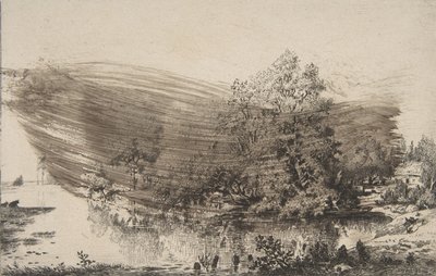 Våningshus ved bredden av Oise, 1868. av Felix Bracquemond