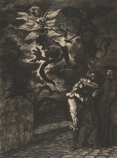 Panurge forlater Raminagrobis, 1854-55. av Felix Bracquemond