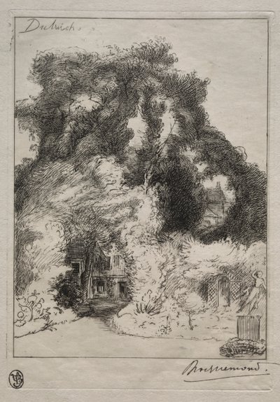 The Garden of the Inn at Dulwich, ca. 1870. av Felix Bracquemond