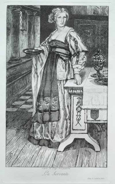 The Maidservant, etter H. Leys, 1868. av Felix Bracquemond