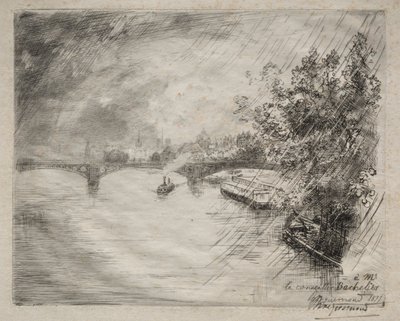 Utsikt over broen i Saint-Pères, 1877. av Felix Bracquemond
