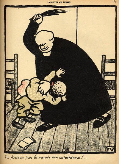 En prest slår en gutt, fra 
