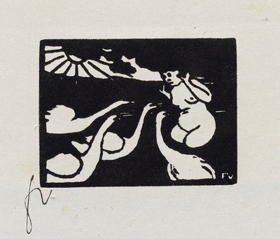 Bader med svaner, X fra "Les Petites Baigneuses", 1893 av Felix Edouard Vallotton