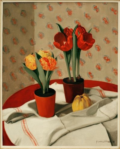 To potter med røde og gule tulipaner av Felix Edouard Vallotton