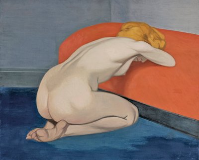""Naken kvinne kneler foran en rød sofa"" Naken kvinne kneler foran en rød sofa av Vallotton, Felix Edouard (1865-1925) av Felix Edouard Vallotton