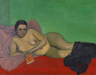 Naken kvinne som holder en bok, 1924. av Felix Edouard Vallotton