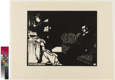 Klargjøring for et besøk, plate åtte fra Intimacies, 1898 av Felix Edouard Vallotton