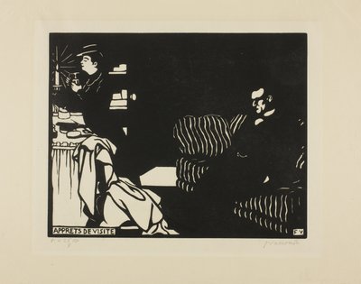 Klargjøring for et besøk, plate åtte fra Intimacies, 1898 av Felix Edouard Vallotton