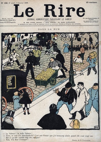 På gaten - Forside av avisen "" Le Rire"", av 6. januar 1898, tegning av Felix Vallotton av Felix Edouard Vallotton