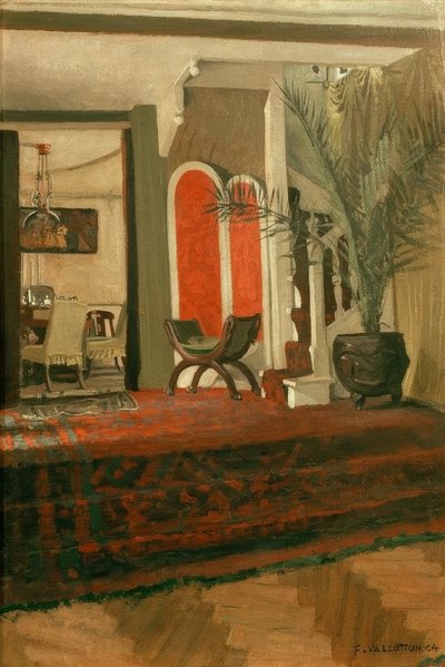 Interiør, stue med trapp og spisestue i fo av Felix Edouard Vallotton