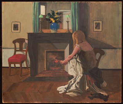 Interiør med en kvinne i nattkjole, 1899 av Felix Edouard Vallotton