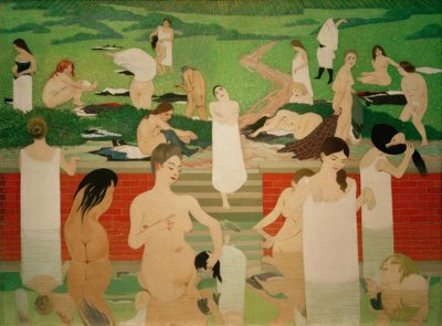 Badet på sommerkvelden av Felix Edouard Vallotton