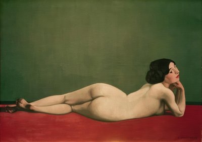 Naken liggende på den røde løperen av Felix Edouard Vallotton
