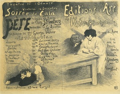 Paris Opera-program, inkludert verk av August Strindberg av Felix Edouard Vallotton