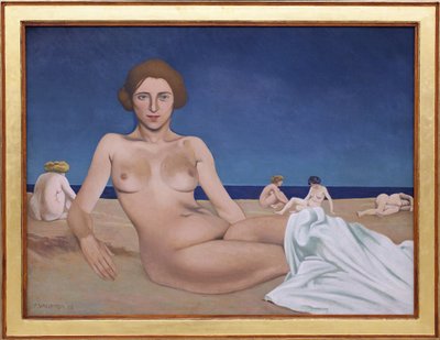 Soling på stranden. Maleri av Felix Edouard Vallotton (1865-1925) av Felix Edouard Vallotton