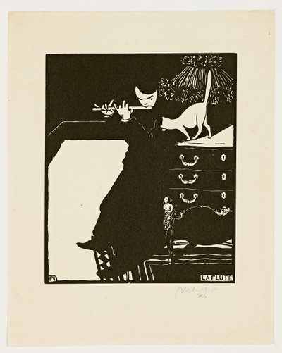 Fløyten, fra serien "Musikinstrumenter", 1896-97 av Felix Edouard Vallotton