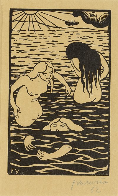 Tre badende, 1894 av Felix Edouard Vallotton