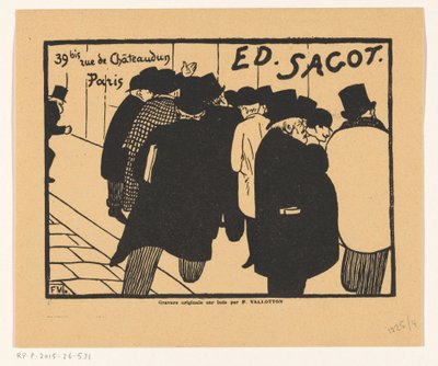 Visittkort fra trykkerihandler Edmond Sagot i Paris av Felix Edouard Vallotton