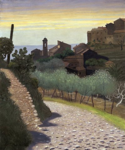 ""Utsikt over kirken Saint-Anne (Sainte Anne) i Cagnes (Cagnes-sur-mer), Alpes Maritimes"" Maleri av Felix Edouard Vallotton (1865-1925) 1922 Privat samling av Felix Edouard Vallotton