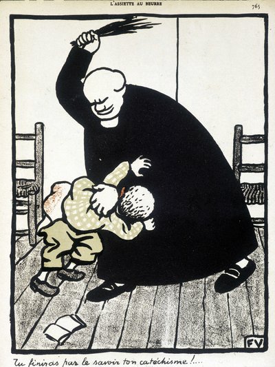 Du vil finne ut din katekisme. - "The Christian School" av Félix Vallotton, i "L