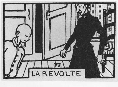 illustrasjon for gulrothode (Poil de Carotte): ”la revolte” skrevet av Jules Renard, i, red. Flammarion (illustrasjon) av Felix Edouard Vallotton