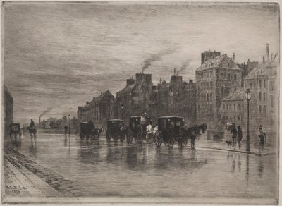 En vintermorgen på Quai de LHotel-Dieu, 1876. av Felix Hilaire Buhot