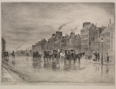 En vintermorgen på Quai de l'Hotel-Dieu av Felix Hilaire Buhot