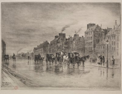 En vintermorgen på Quai de lHôtel-Dieu, 1876. av Felix Hilaire Buhot
