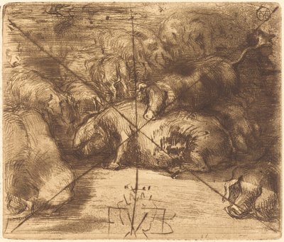 Cochons au Soleil (Svin i solen) av Felix Hilaire Buhot
